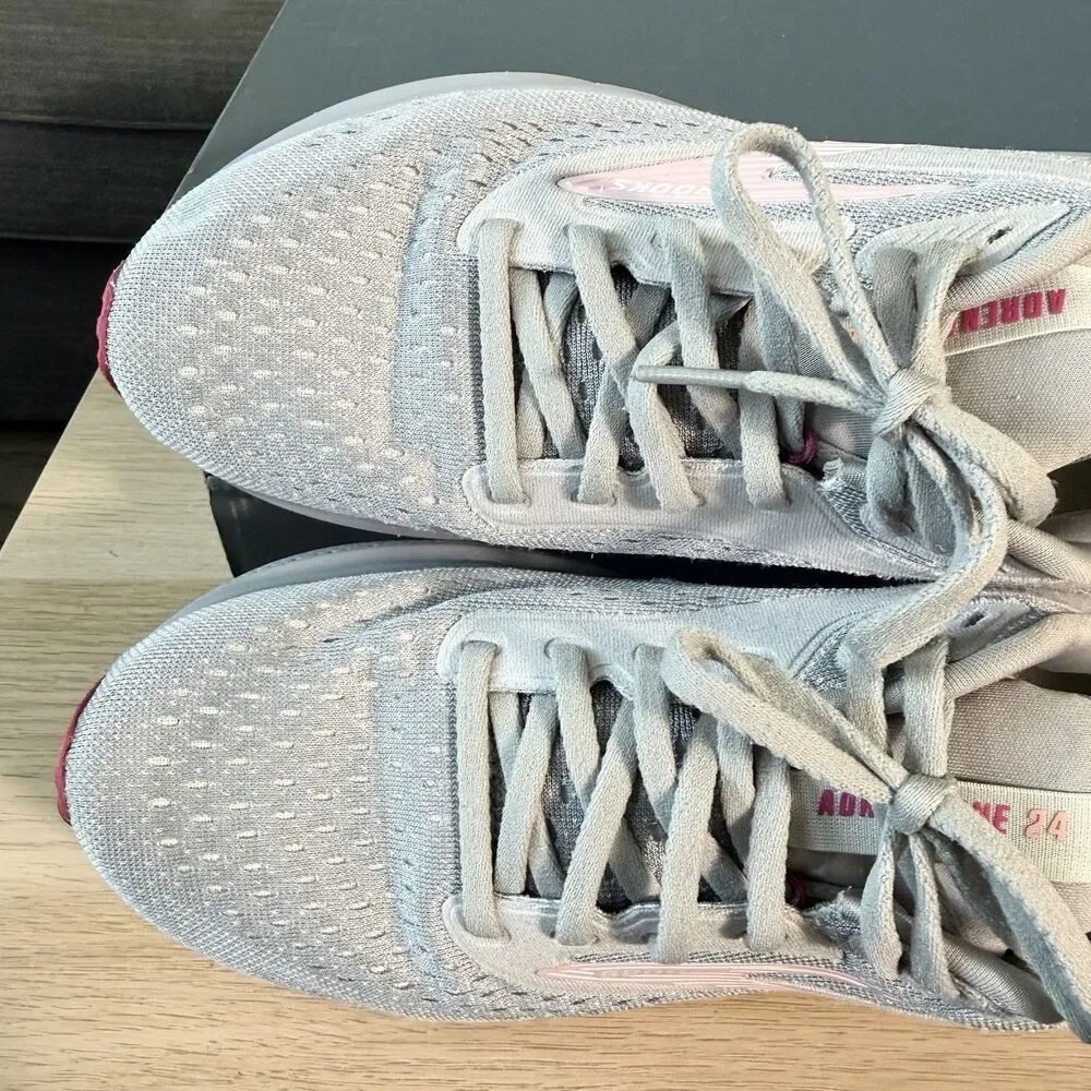 Brooks Adrenaline GTS 24 Grey Pink Road Running Shoes Women's Size 8.5 D Wide